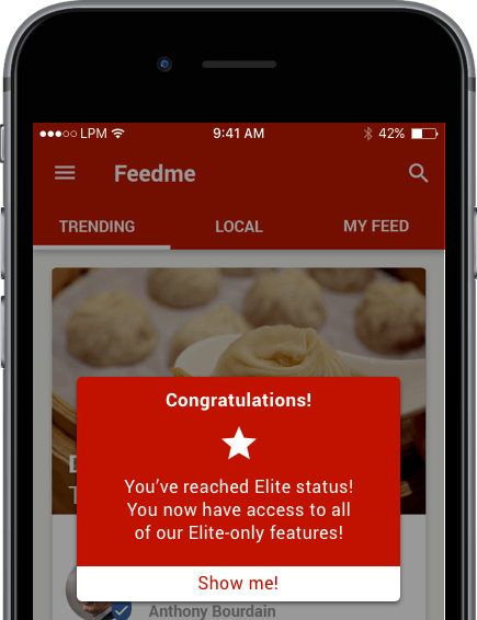 Mobile App Use Cases - Feedme - Elite Status | Leanplum