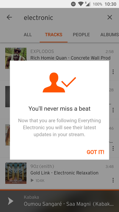 app engagement soundcloud in-app message