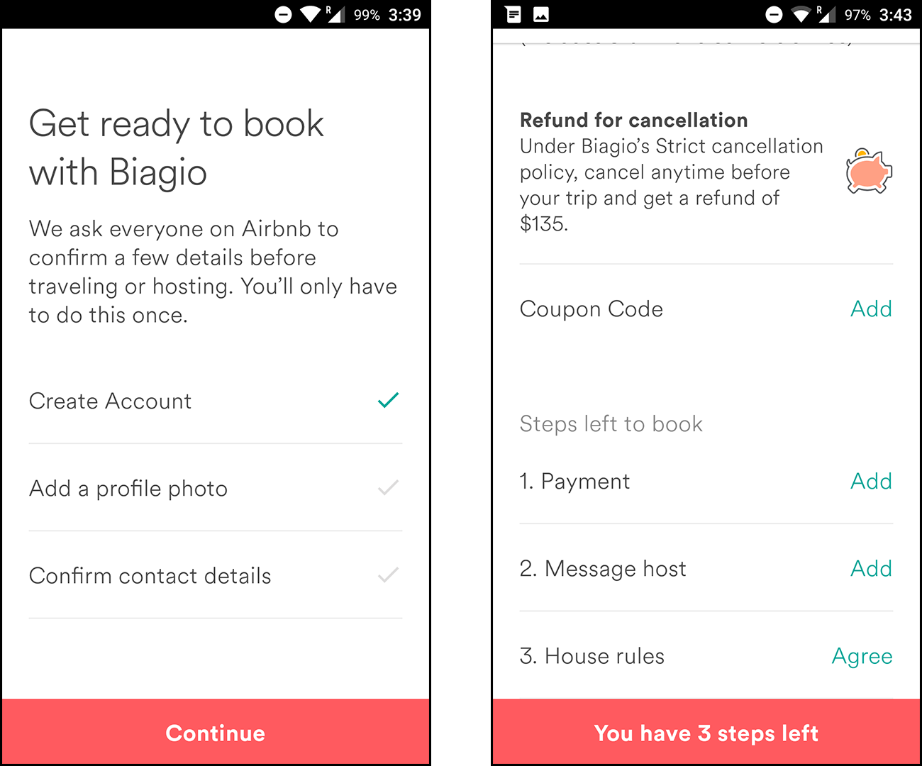 app engagement airbnb checkout flow