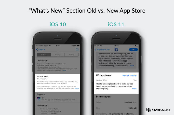 iOS 10 vs. iOS 11 App Store: “What’s New”